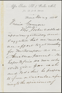 Letter from J.H. Stephenson, Boston, [Massachusetts], to William Lloyd Garrison, 1864 Nov[ember] 29