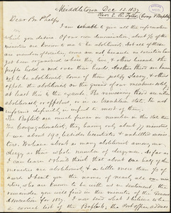 Letter from Edward Royal Tyler, Middletown, [Connecticut], to Amos Augustus Phelps, 1837 Dec[ember] 12