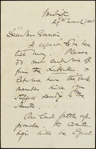 Letter from Charles Sumner, Washington, [District of Columbia], to William Lloyd Garrison, [1865] March 29th