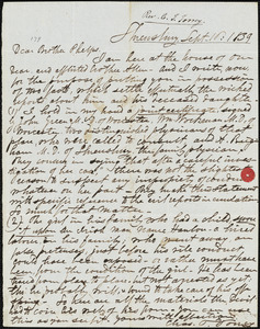Letter from Charles Turner, Shrewsbury, [Massachusetts], to Amos Augustus Philips, 1839 Sept[ember] 10