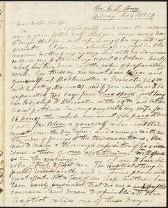 Letter from Charles Turner, Medway, [Massachusetts], to Amos Augustus Phelps, 1839 November 1st