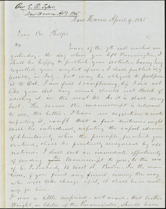 Letter from Edward Royall Tyler, New Haven, to Amos Augustus Phelps, 1845 April 9.