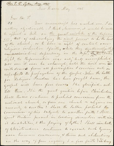 Letter from Edward Royall Tyler, New Haven, [Connecticut], to Amos Augustus Phelps, 1845 May