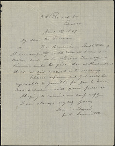 Letter from David Thayer, Boston, [Massachusetts], to William Lloyd Garrison, 1869 June 1st