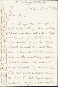 Letter from Edmund Quincy, Dedham, [Massachusetts], to Samuel May Jr., 1869 Oct[ober] 3d