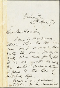 Letter from Charles Sumner, Washington, [District of Columbia], to William Lloyd Garrison, [18]71 April 26th