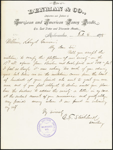 Letter from E.F. Strickland, Miluwakee, [Wisconsin], to William Lloyd Garrison,1878 Feb[ruary] 6
