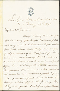Letter from S. Alfred Steinthal, Manchester, [England], to William Lloyd Garrison, 1878 May 13th