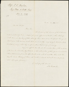 Letter from Sarah Emily Waldo, Boston, [Massachusetts], to Amos Augustus Phelps, 1841 Nov[ember] 8th