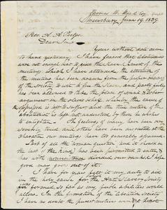 Letter from Thomas Walter, Shrewsbury, [Massachusetts], to Amos Augustus Phelps, 1839 June 19
