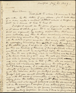 Letter from Elizur Timothy Washburn, Hartford, [Connecticut], to Amos Augustus Phelps, 1829 Jan[uar]y 21