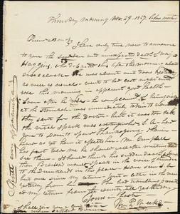 Letter from William P. Weeks to Amos Augustus Phelps, 1827 Nov[ember] 29