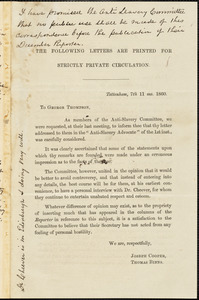 Letter from George Thompson, London, [England], to William Lloyd Garrison, 1860 Nov[ember] 16