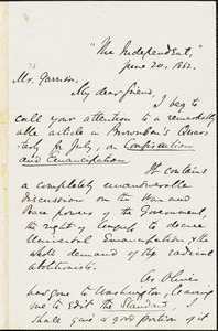 Letter from Theodore Tilton to William Lloyd Garrison, 1862 June 20