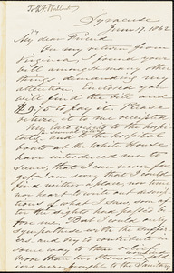 Letter from Samuel Joseph May, Syracuse, [New York], to Robert Folger Wallcut, 1862 June 17