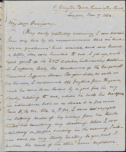 Letter from George Thompson, London, [England], to William Lloyd Garrison, 1862 Nov[ember] 7