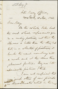 Letter from Oliver Johnsom, Anti-Slavery Office, New York, [New York], to Samuel May, 1862 Nov[ember] 10