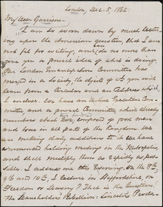 Letter from George Thompson, London, [England], to William Lloyd Garrison, 1862 Dec[ember] 5