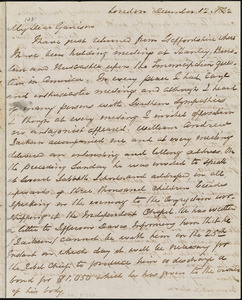 Letter from George Thompson, London, [England], to William Lloyd Garrison, 1862 December 12