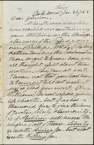 Letter from Henry Clarke Wright, Oakland, Penn[sylvania], to William Lloyd Garrison, [18]62 Dec[ember] 22