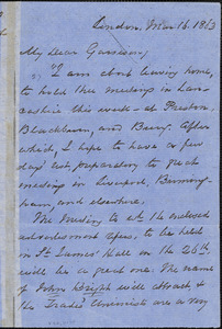 Letter from George Thompson, London, [England], to William Lloyd Garrison, 1863 Mar[ch] 16