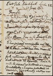 Letter to Thomas Perronet Thompson, Eliot Vale, Blackheath, London, [England], to William Lloyd Garrison, 1863 June 20
