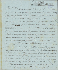 Letter from James C. White, Boston, [Massachusetts], to Amos Augustus Phelps, 1838 April 11