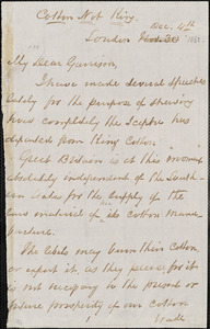 Letter from George Thompson, London, [England], to William Lloyd Garrison, [1863] Dec[ember] 4th
