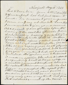 Letter from E. Whitney, New York, to Amos Augustus Phelps, 1843 May 12
