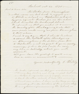 Letter from John Whitney, Amherst, [Massachusetts], to Amos Augustus Phelps, 1830 Oct[ober] 25