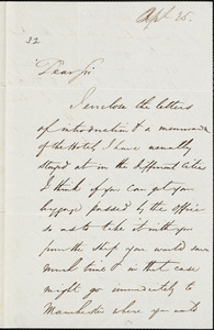 Letter from James Morris Whiton, E[ast] Boston, [Massachusetts], Amos Augustus, 1843 April 25