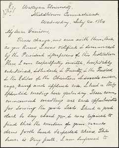 Letter from George Thompson, Wesleyan University, Middletown, Connecticut, to William Lloyd Garrison, 1864 July 20