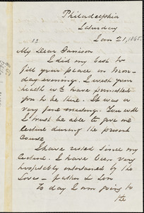 Letter from George Thompson, Philadelphia, [Pennsylvania], to William Lloyd Garrison, [1865] Jan[uary] 21