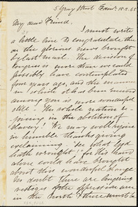 Letter from Eliza Wigham, Edin[burgh, Scotland], to William Lloyd Garrison, [18]65 [February 18]