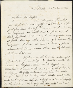 Letter from John Greenleaf Whittier, Lowell, [Massachusetts], to Amos Augustus Phelps, 1834 [January] 30
