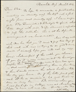 Letter from Joseph Whittlesey, Haverhill, [Massachusetts], to Amos Augustus Phelps, 1834 March 8