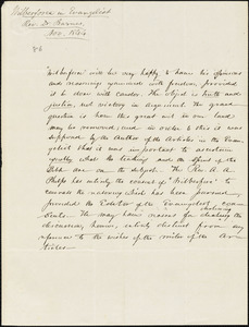 Letter from William Wilberforce to Amos Augustus Phelps, 1844 Nov[ember]