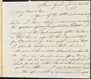 Letter from Ranson G. Williams, New York, to Amos Augustus Phelps, 1838 Jan[uar]y 26