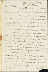Letter from Daniel Wise, Littleton, Mass[achusetts], to Amos Augustus Phelps, 1839 July 17