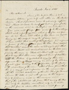 Letter from Luther Wiswall, Brooks, [Maine], to Amos Augustus Phelps, 1845 Nov[ember] 5