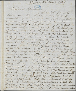 Letter from Isaac H. Thorp, Weare, N[ew] H[ampshire], to William Lloyd Garrison, 1848 Nov[ember] 6