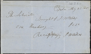 Receipt for subscription to the Liberator, Boston, [Massachusetts], 1850 May 23