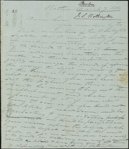 Letter from J.S. Withington, Boston, [Massachusetts], to Amos Augustus Phelps, 1836 March 7
