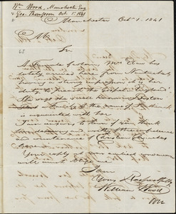 Letter from William Wood, Manchester, Eng[land], to Amos Augustus Phelps, 1841 Oct[ober] 1
