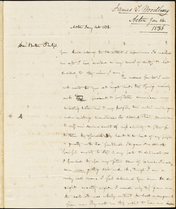 Letter from James Trask Woodbury, Acton, [Massachusetts], to Amos Augustus Phelps, 1836 Jan[uary] 14th