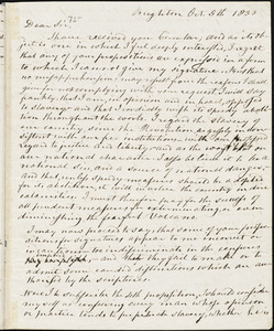 Letter from Noah Worcester, Brighton, [Massachusetts], to Amos Augustus Phelps, 1833 Oct[ober] 5