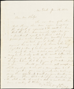 Letter from Elizur Wright, New York, to Amos Augustus Phelps, 1834 Jan[uary] 16