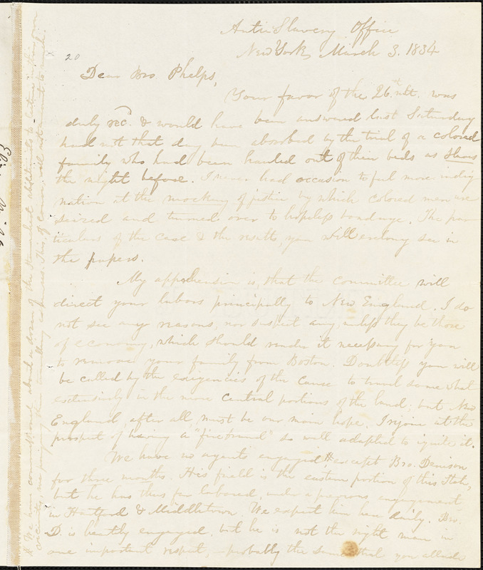 Letter From Elizur Wright, New York, To Amos Augustus Phelps, 1834 ...