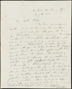 Letter from Elizur Wright, New York, to Amos Augustus Phelps, 1834 May 16