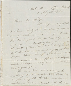 Letter from Elizur Wright, New York, to Amos Augustus Phelps, 1834 August 8